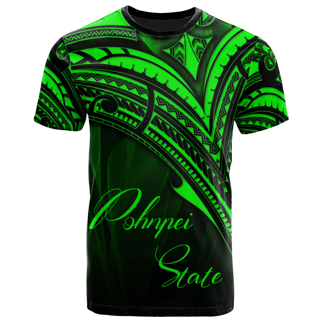 Pohnpei State T-Shirt - Green Color Cross Style
