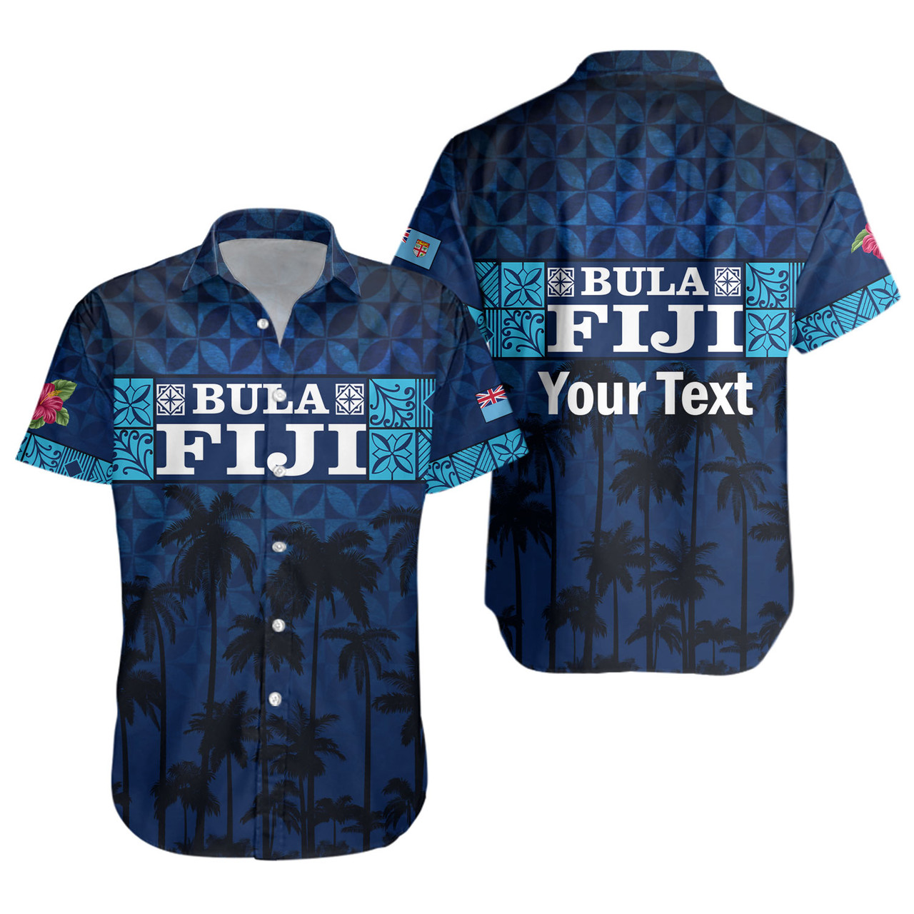 Fiji Short Sleeve Shirt - Custom Bula Fiji Masi Palm Tree Design