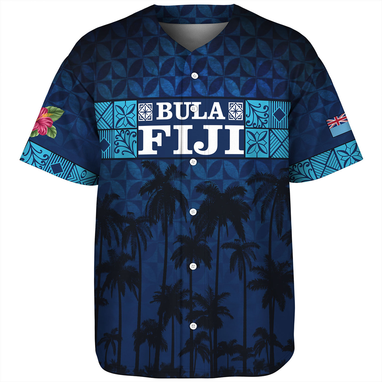 Fiji Baseball Shirt - Custom Bula Fiji Masi Palm Tree Design