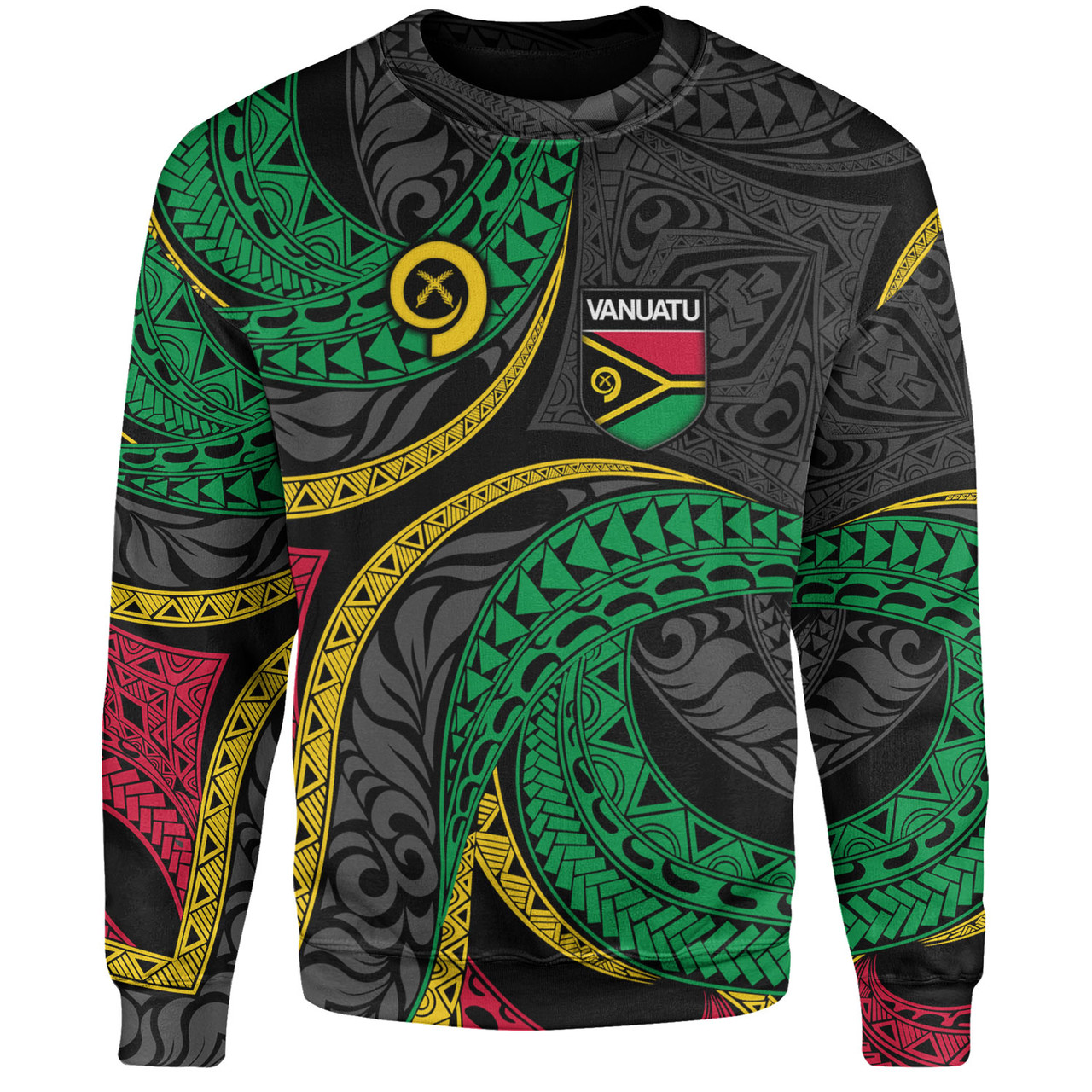 Vanuatu Sweatshirt - Custom Proud Vanuatu Tribal Pattern Mix Flag