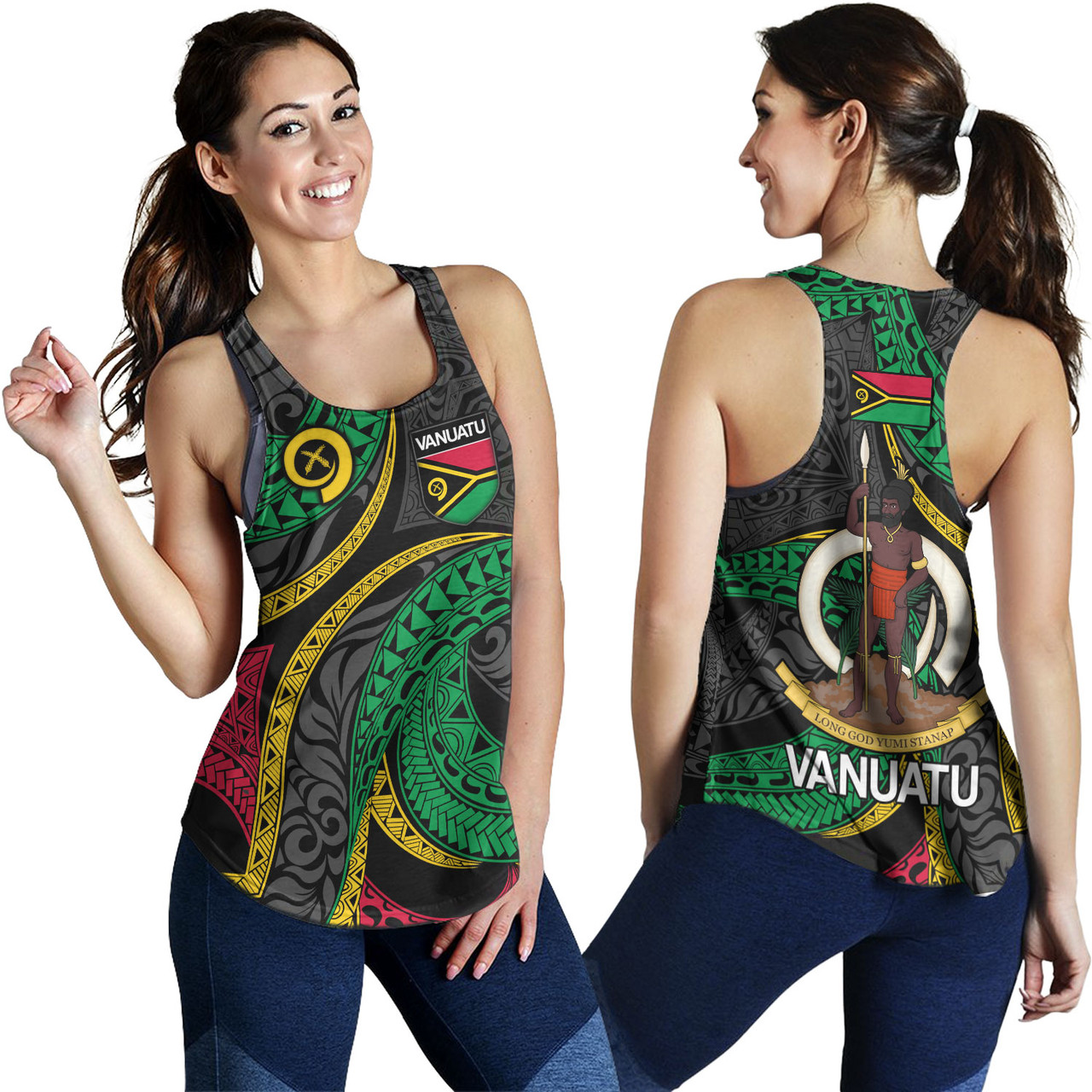 Vanuatu Women Tank - Custom Proud Vanuatu Tribal Pattern Mix Flag