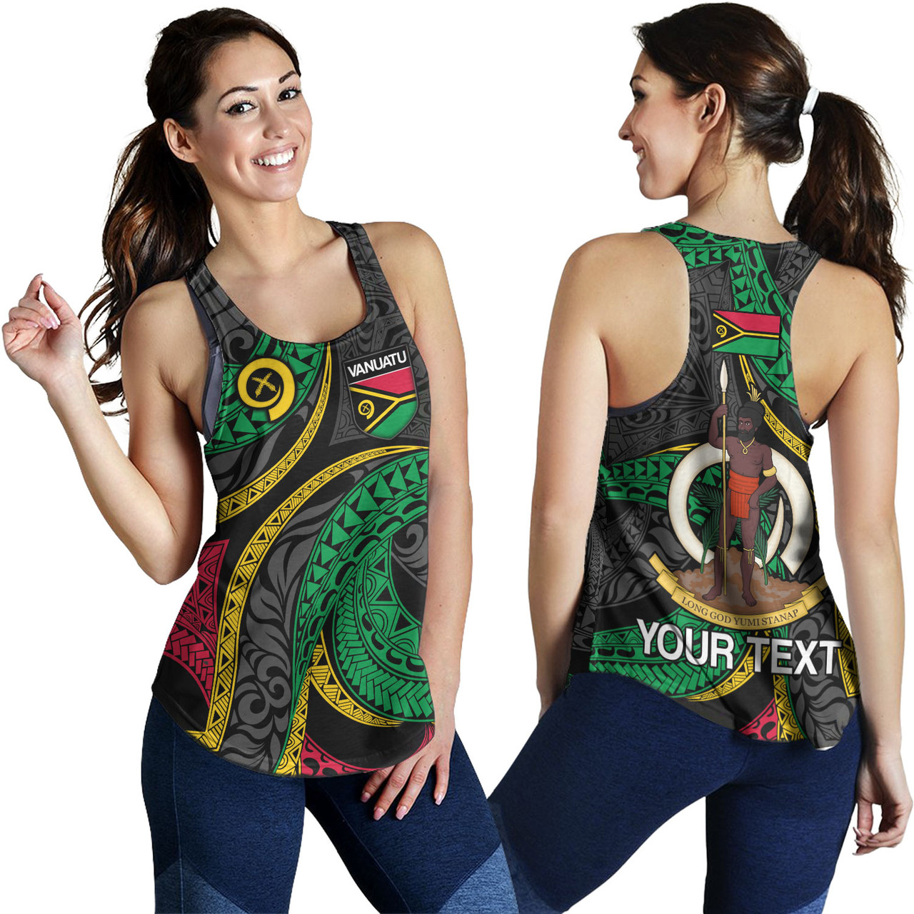 Vanuatu Women Tank - Custom Proud Vanuatu Tribal Pattern Mix Flag