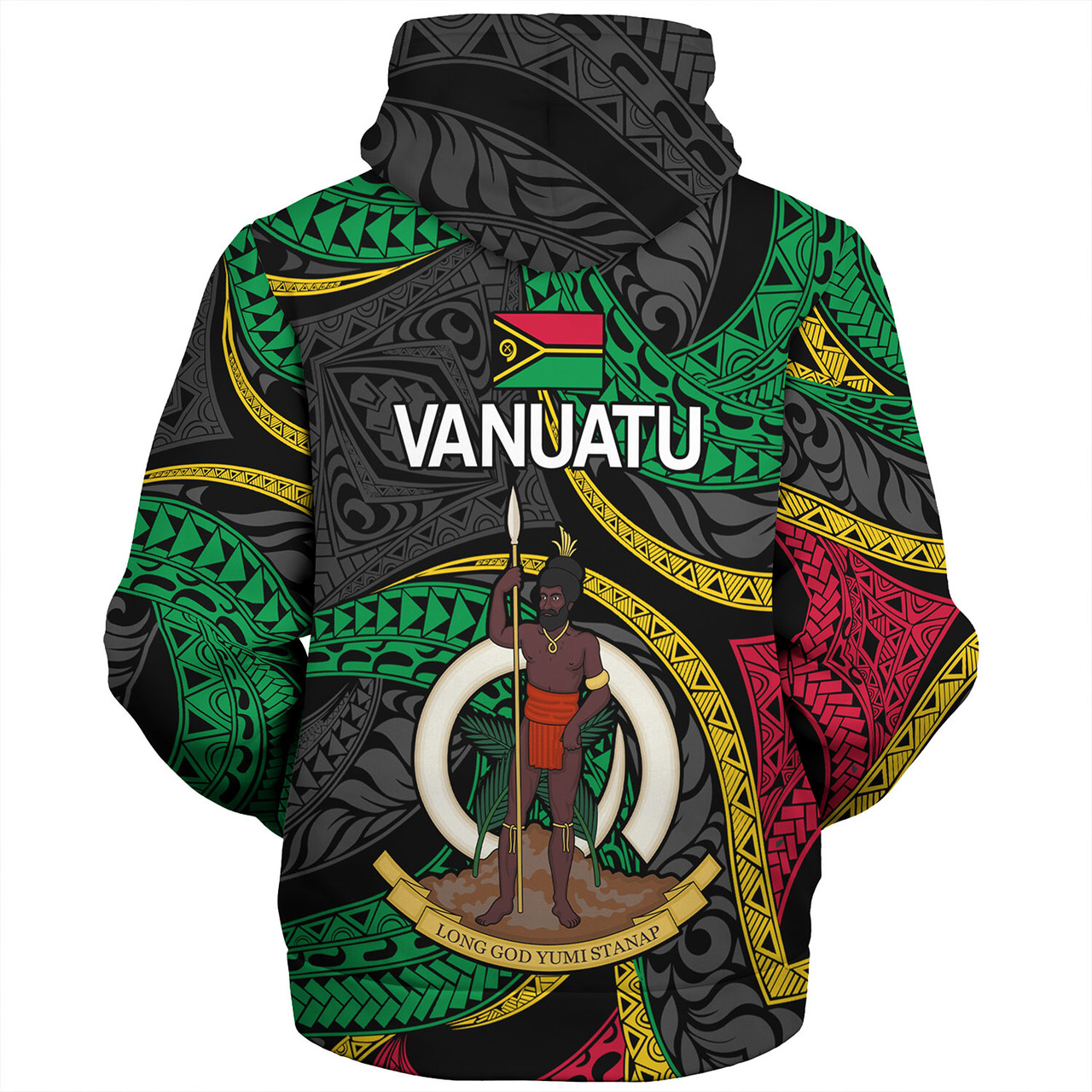 Vanuatu Sherpa Hoodie - Custom Proud Vanuatu Tribal Pattern Mix Flag