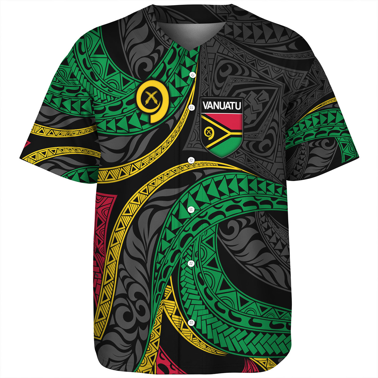 Vanuatu Baseball Shirt - Custom Proud Vanuatu Tribal Pattern Mix Flag