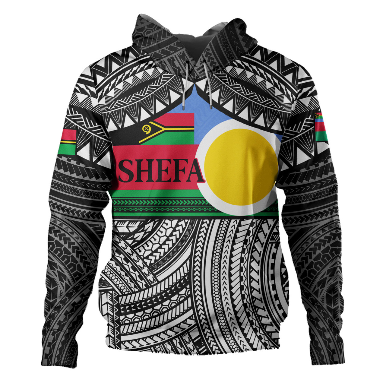 Vanuatu Hoodie - Custom Shefa Tribal Pattern Mix Flag