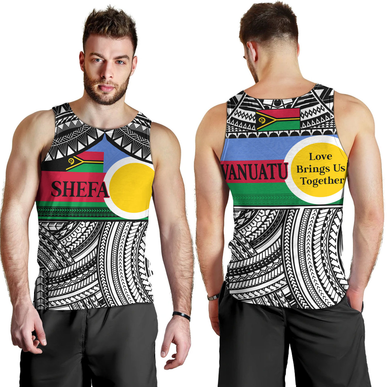 Vanuatu Tank Top - Custom Shefa Tribal Pattern Mix Flag