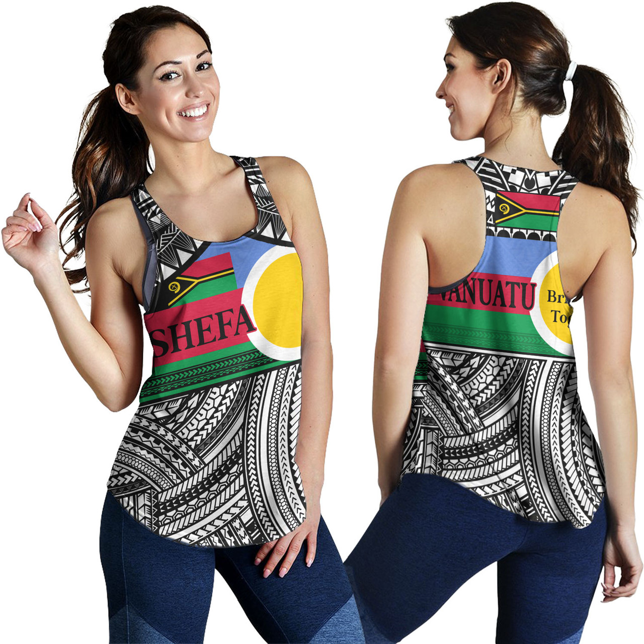 Vanuatu Women Tank - Custom Shefa Tribal Pattern Mix Flag