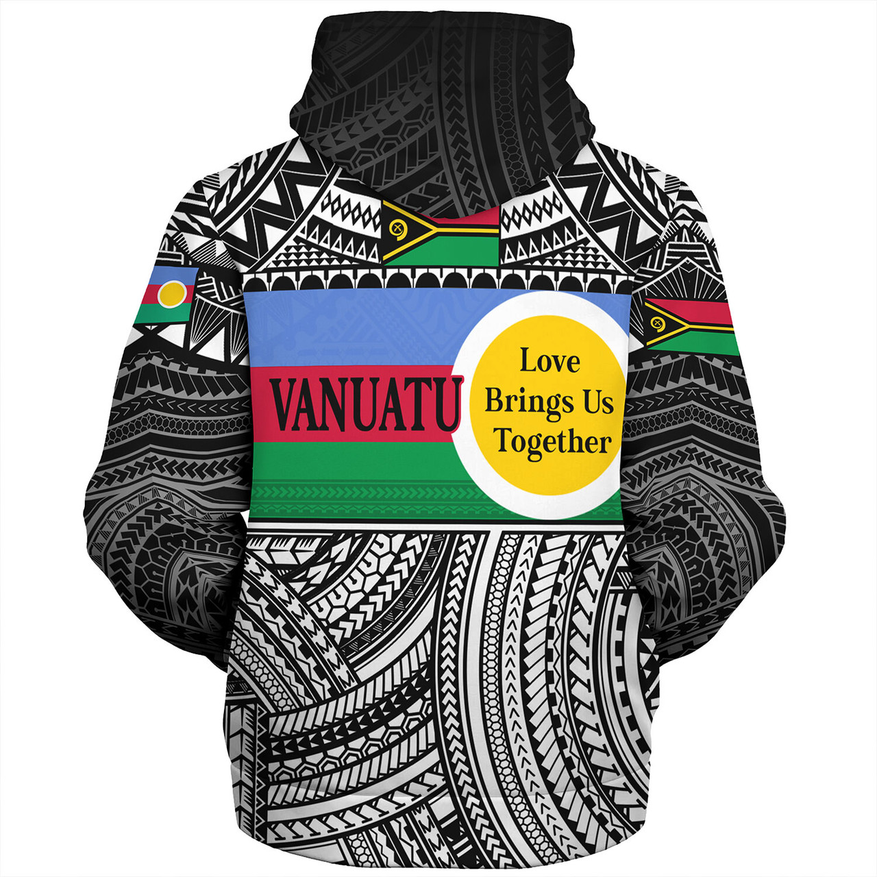 Vanuatu Sherpa Hoodie - Custom Shefa Tribal Pattern Mix Flag