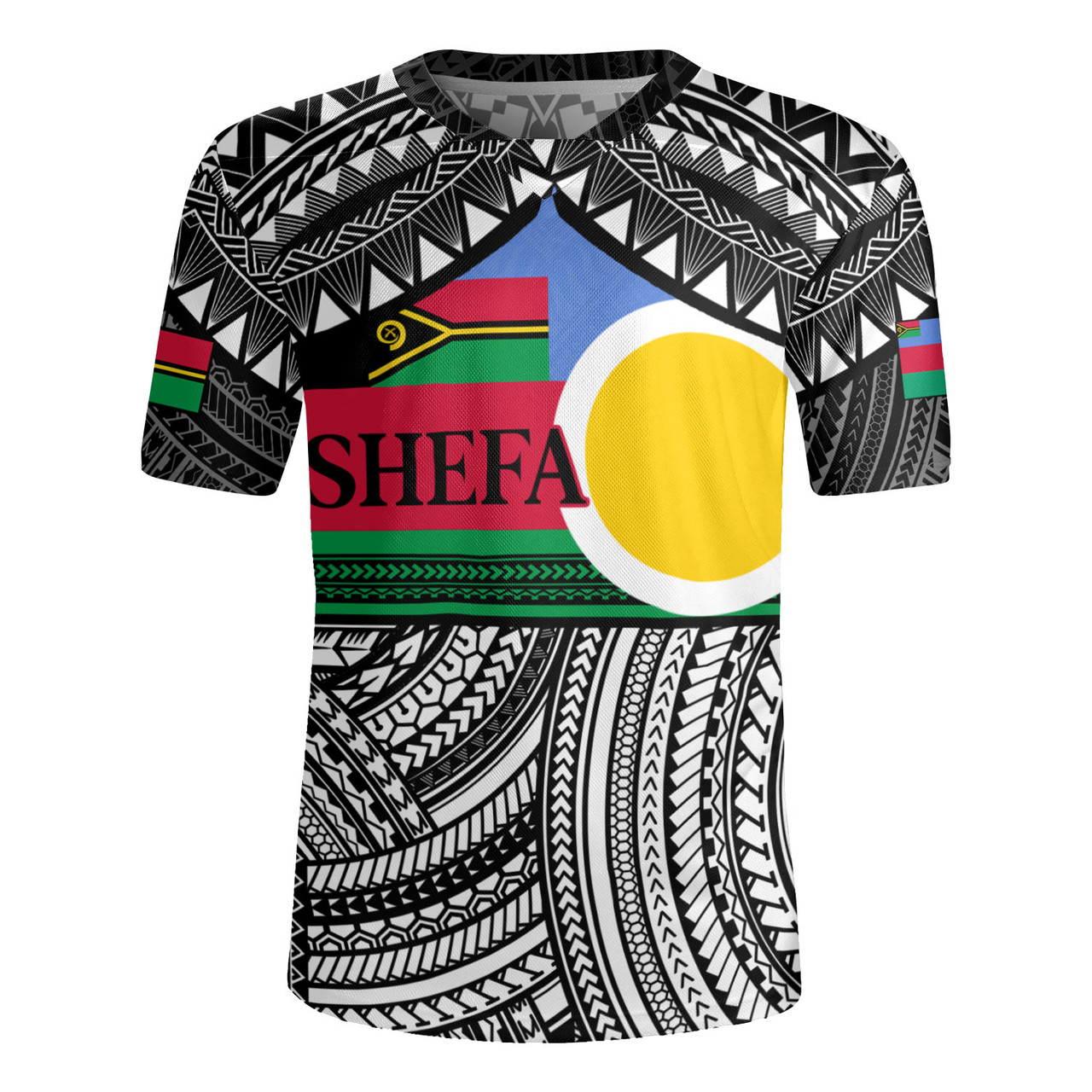 Vanuatu Rugby Jersey - Custom Shefa Tribal Pattern Mix Flag