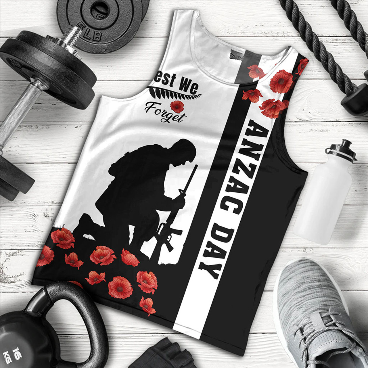 New Zealand Tank Top Anzac Day Lest We Forget Simple Style