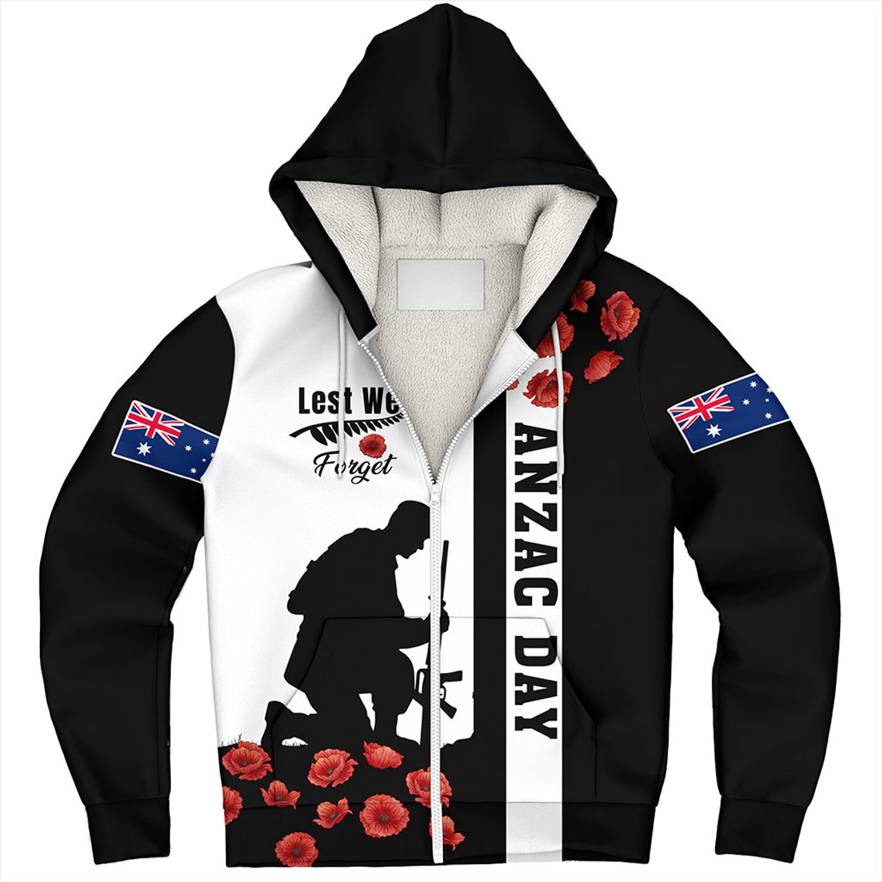 New Zealand Sherpa Hoodie Anzac Day Lest We Forget Simple Style
