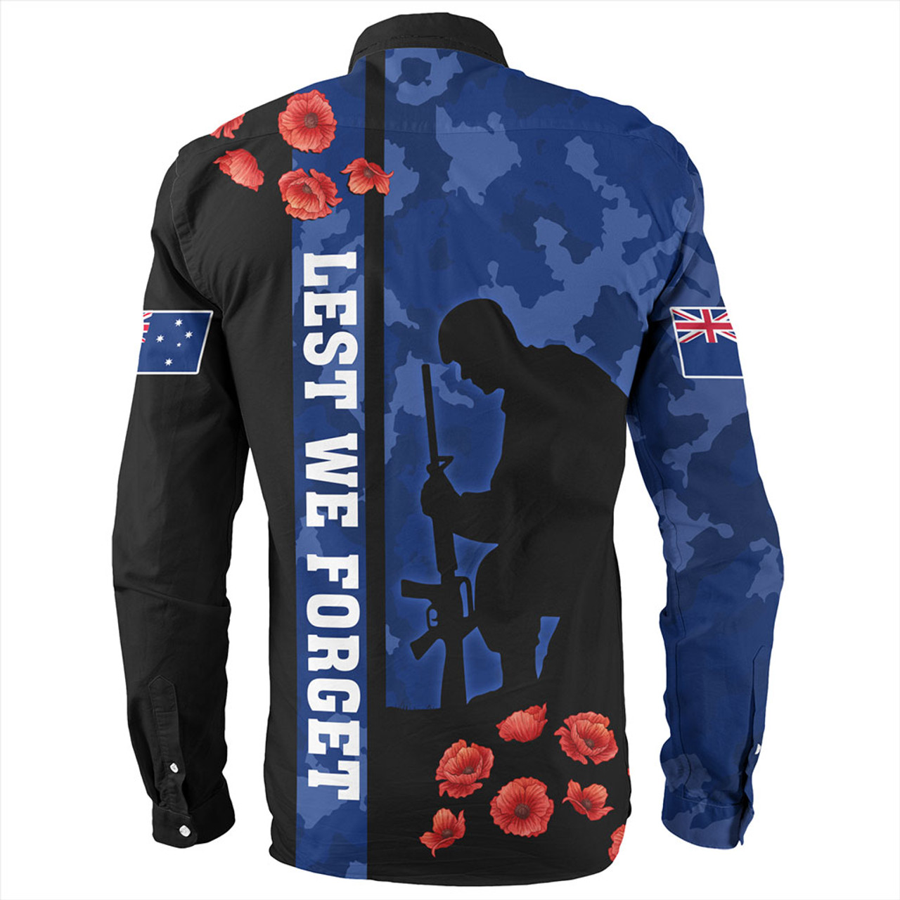 New Zealand Long Sleeve Shirt Anzac Day Lest We Forget Military Camouflage Simple Style