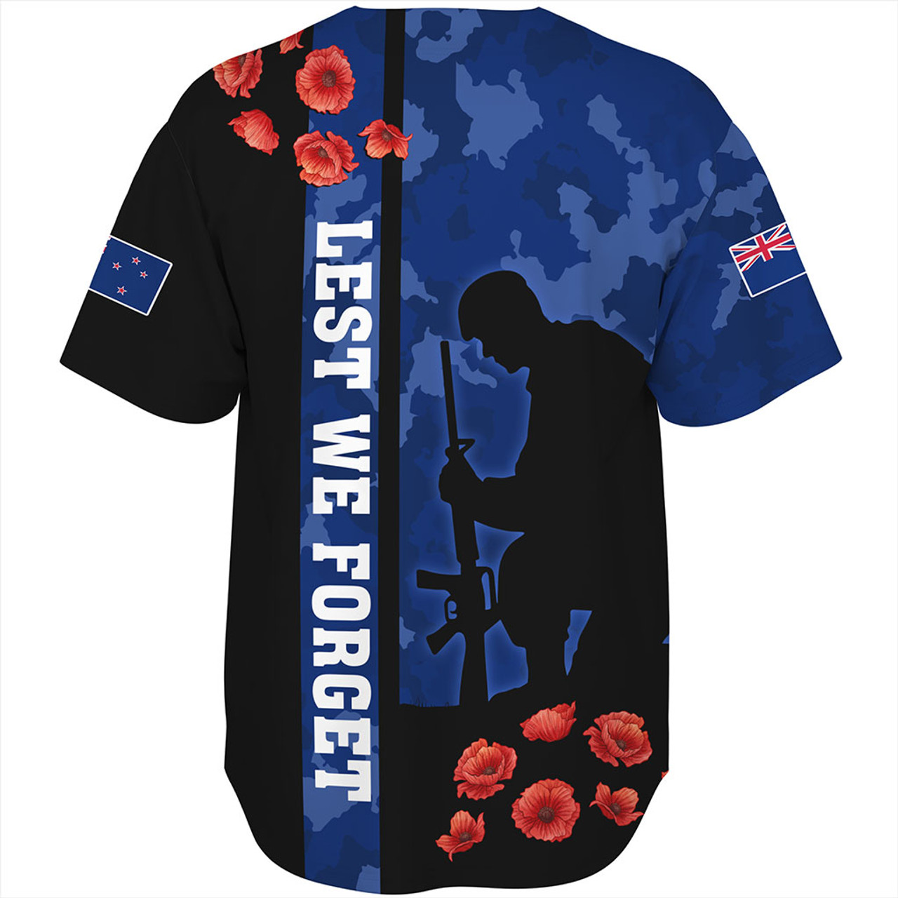 New Zealand Baseball Shirt Anzac Day Lest We Forget Military Camouflage Simple Style