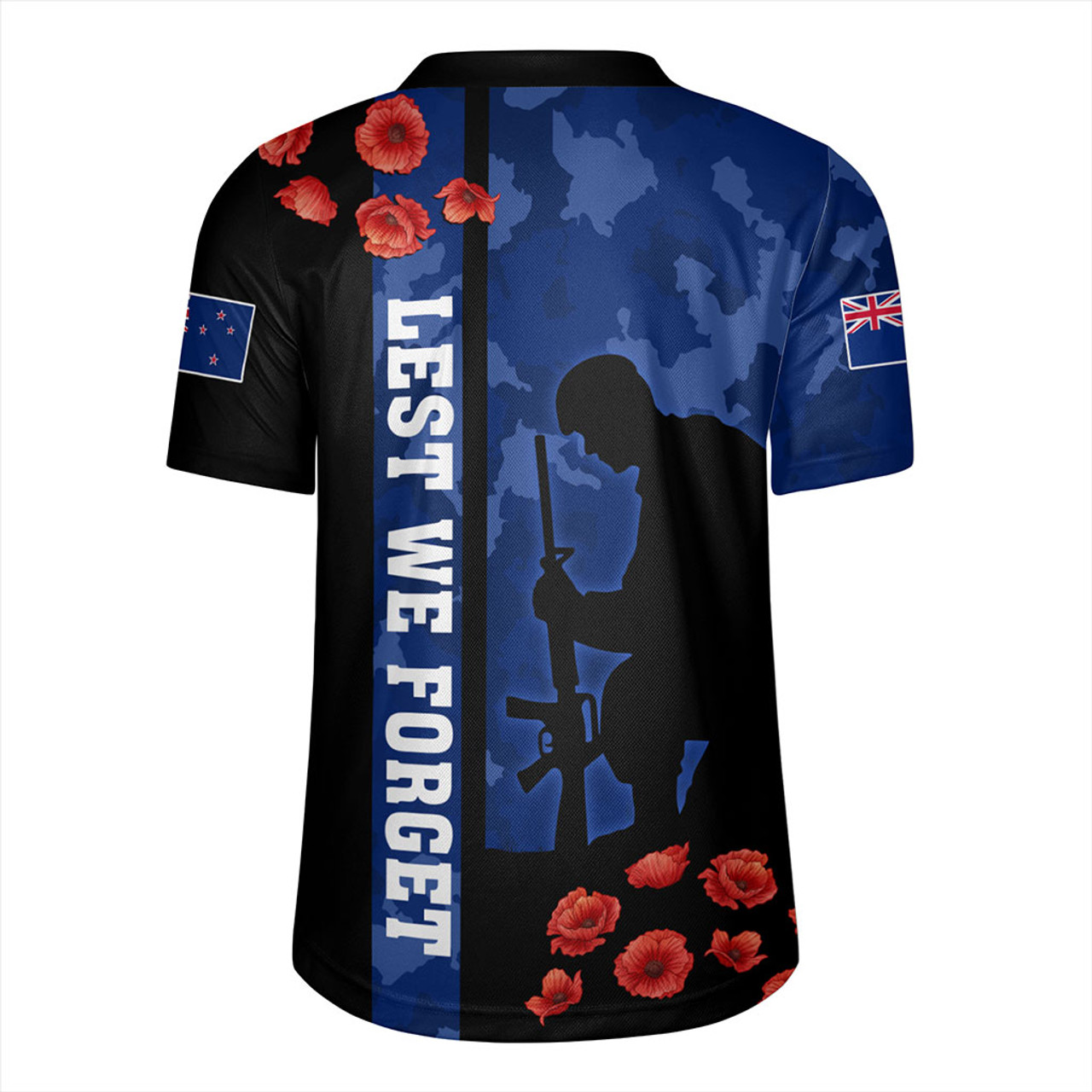 New Zealand Rugby Jersey Anzac Day Lest We Forget Military Camouflage Simple Style