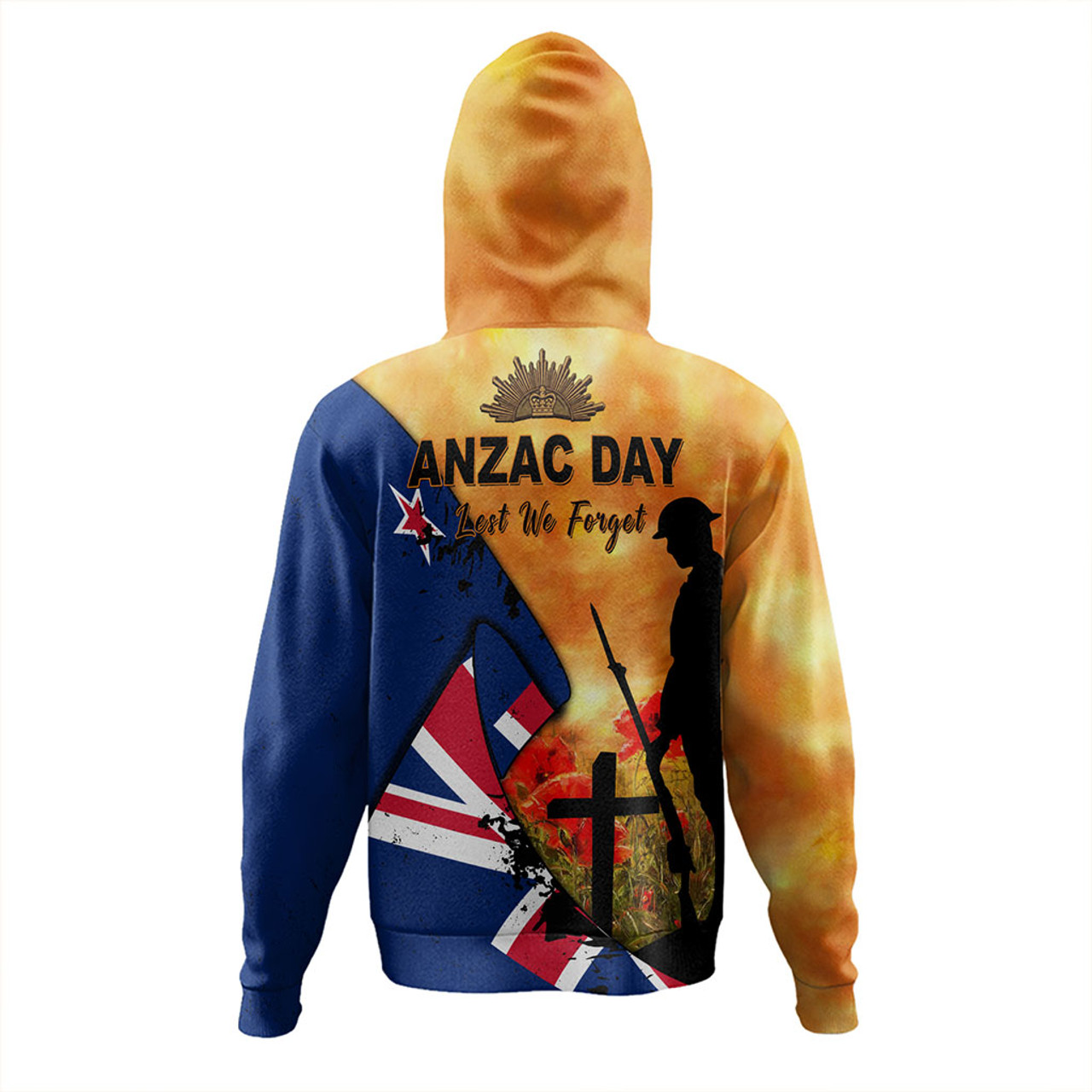 New Zealand Hoodie Anzac Day Flag Lest We Forget