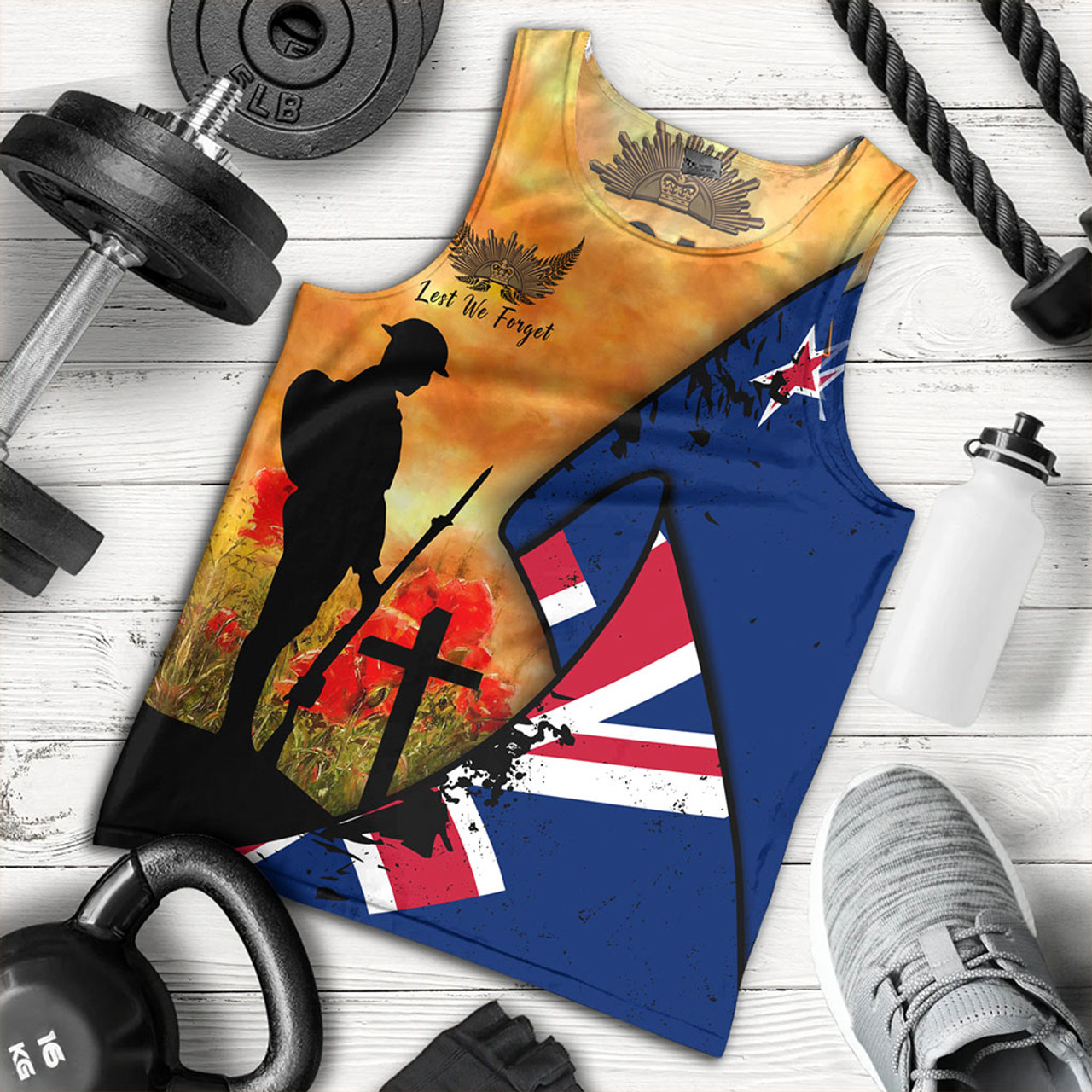 New Zealand Tank Top Anzac Day Flag Lest We Forget
