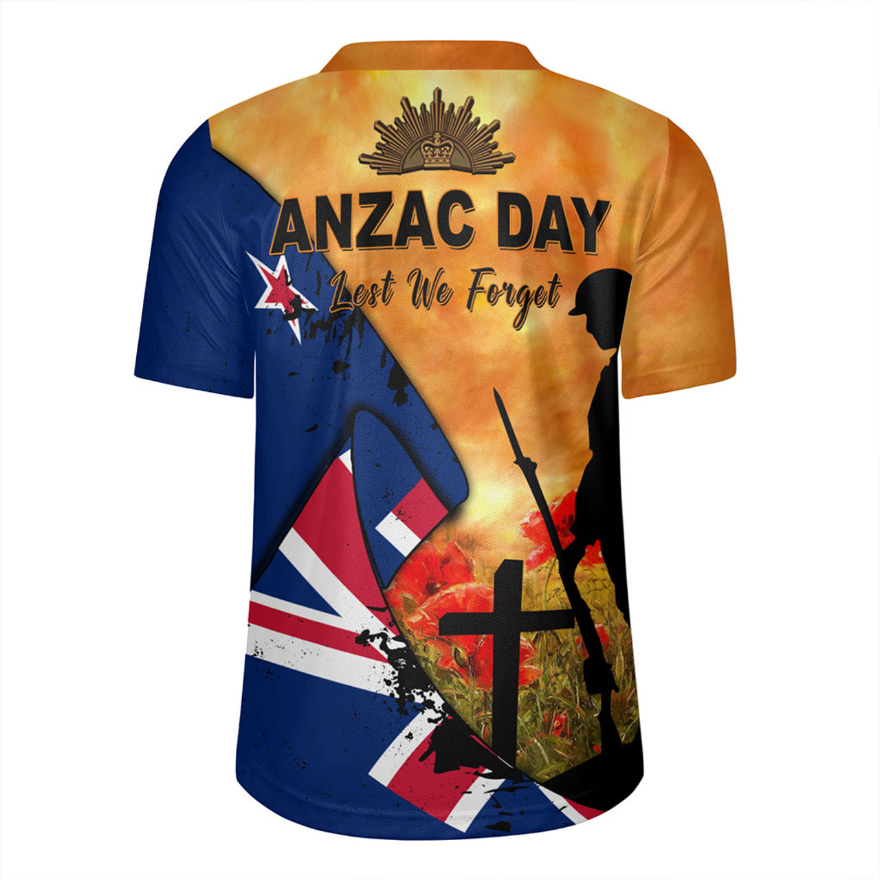 New Zealand Rugby Jersey Anzac Day Flag Lest We Forget