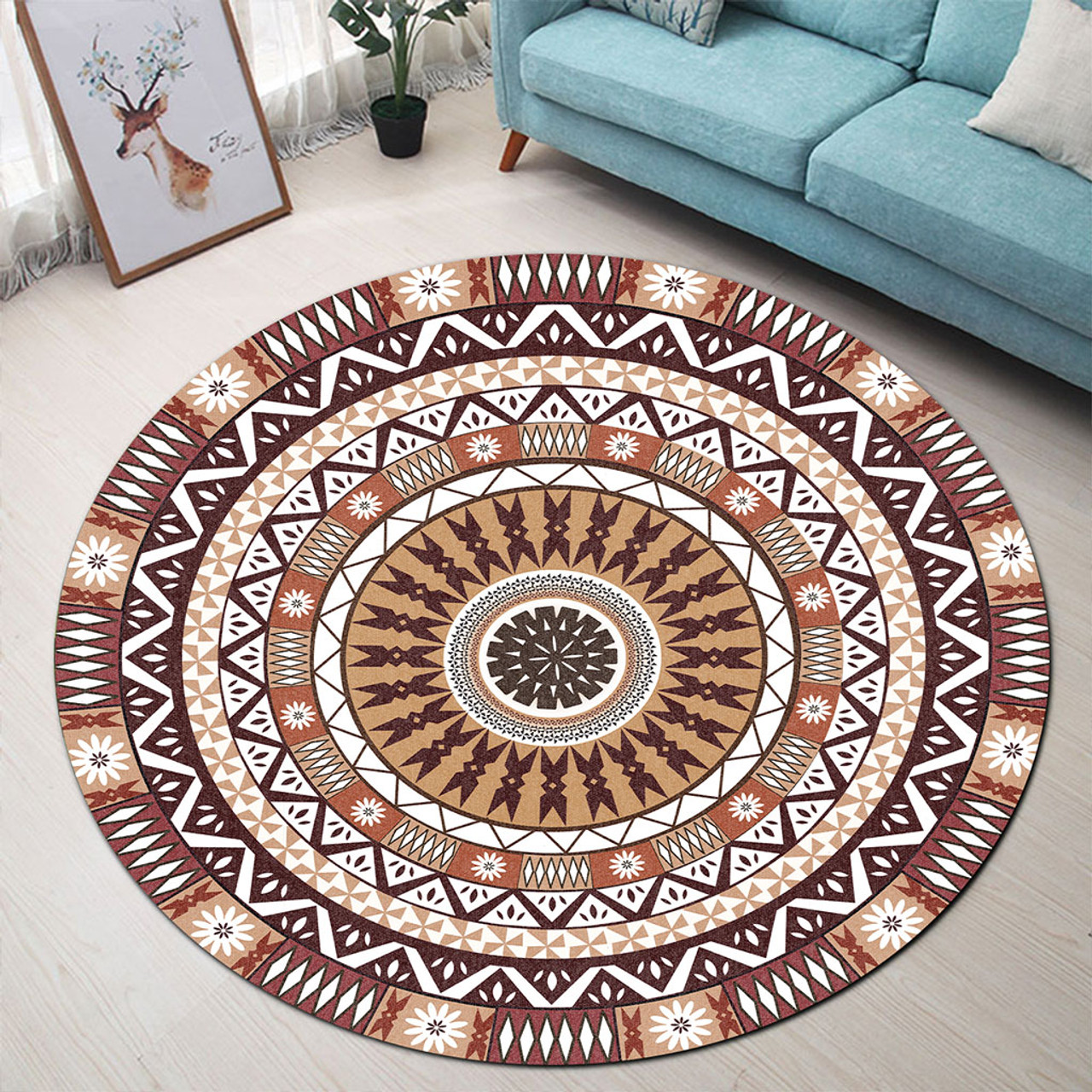 Fiji Round Rug Lote Masi Pattern