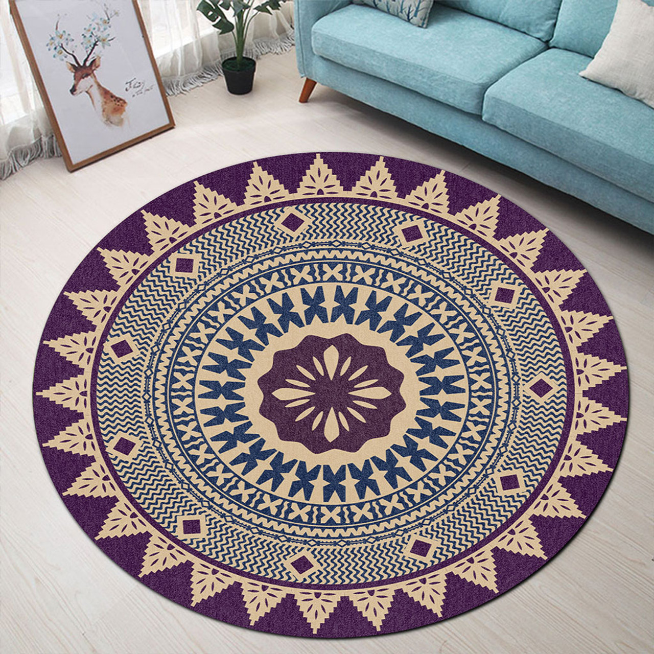 Fiji Round Rug Masi Pattern