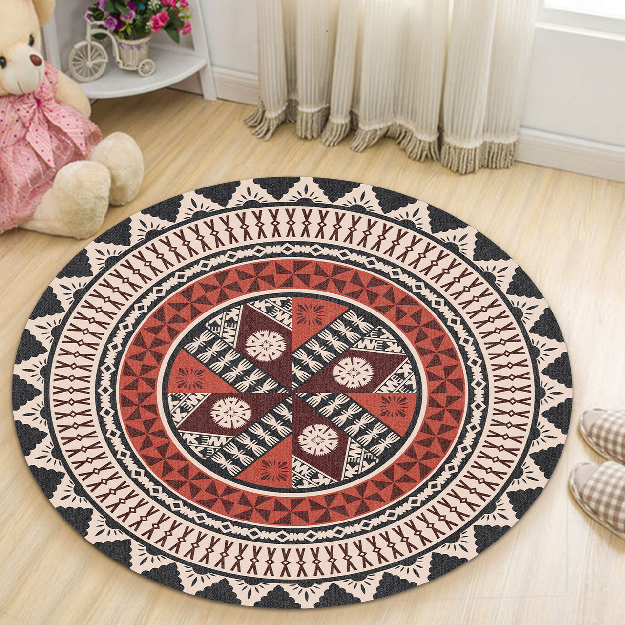 Fiji Round Rug Kesakesa Masi Tapa