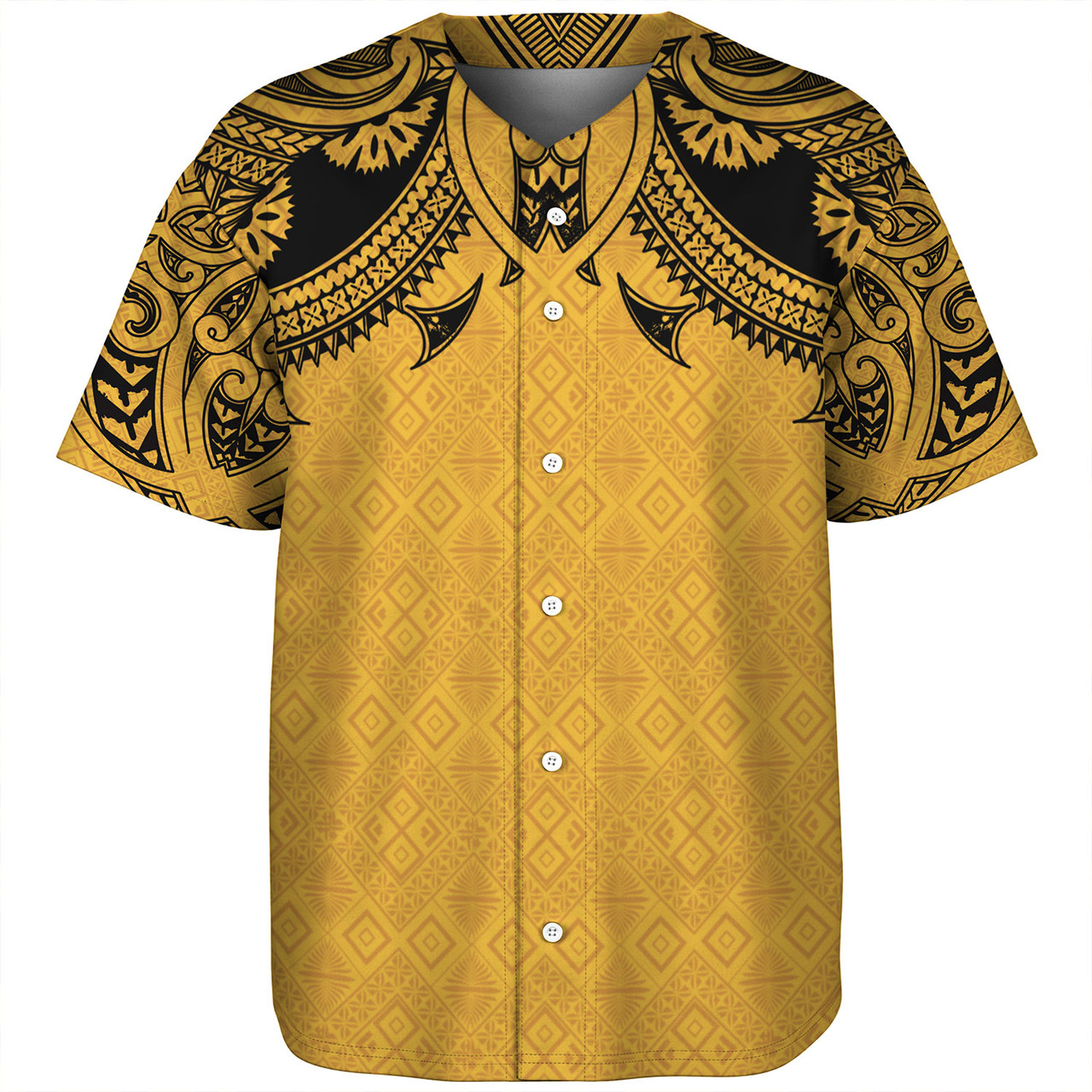 Fiji Baseball Shirt Fijian Masi Pacific Tribal Designs