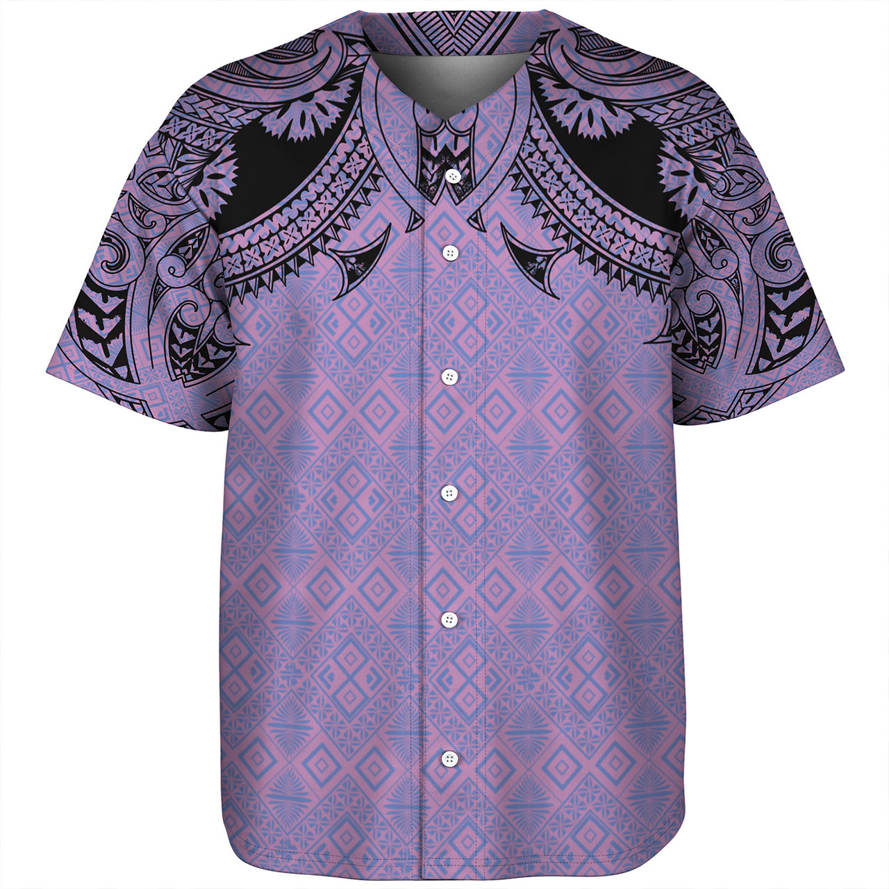 Fiji Baseball Shirt Fijian Masi Pacific Tribal Designs