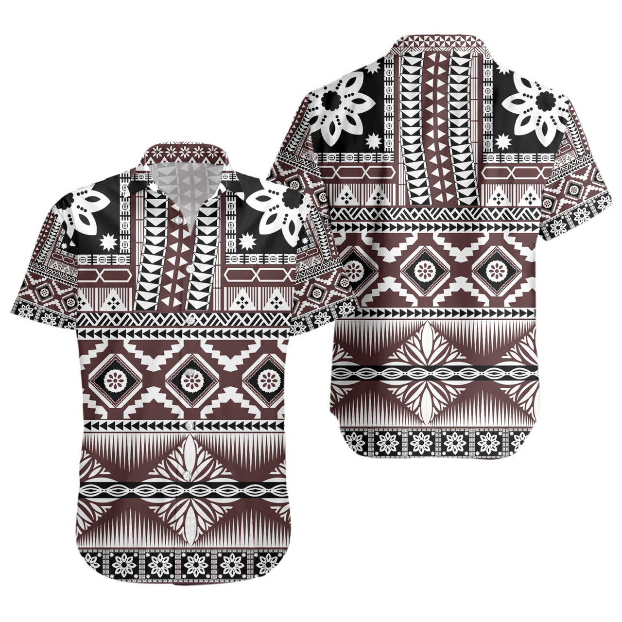 Fiji Short Sleeve Shirt Bula Fijian Masi Tapa Vintage Style