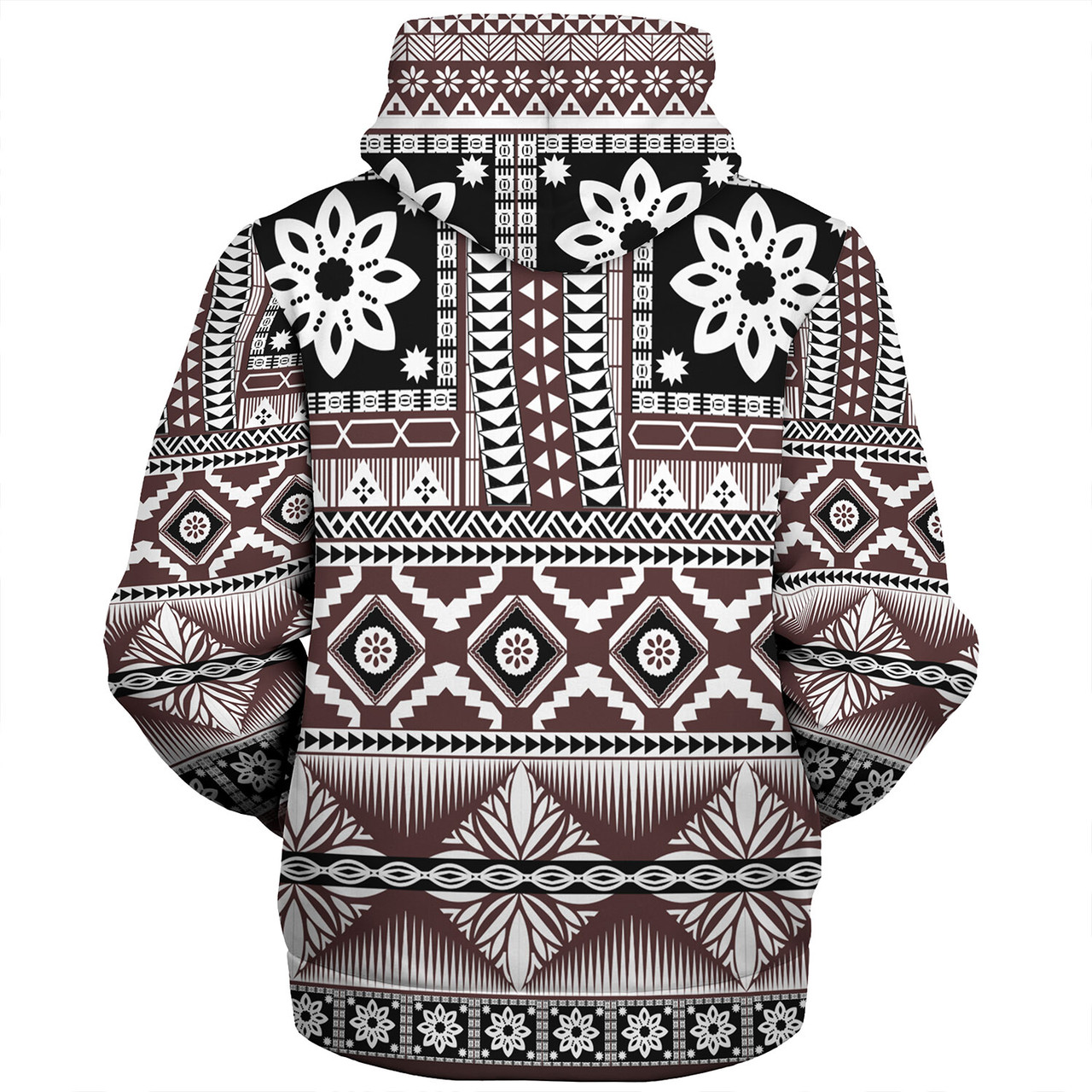 Fiji Sherpa Hoodie Bula Fijian Masi Tapa Vintage Style