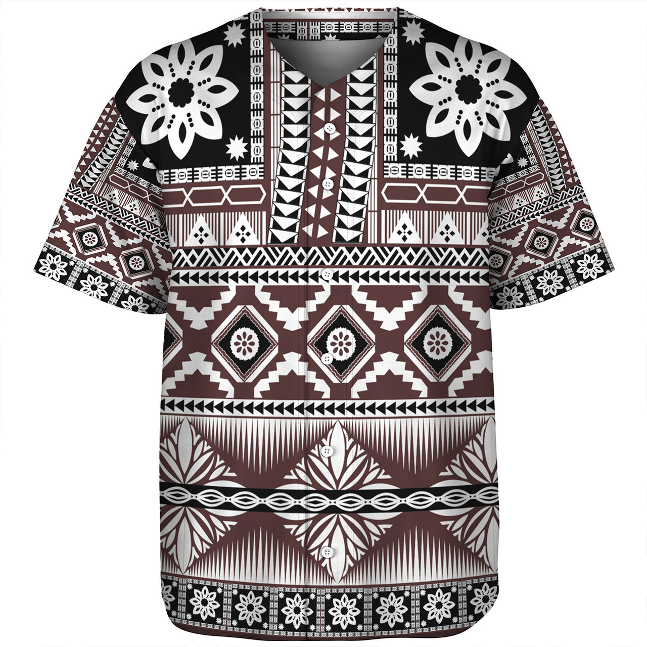 Fiji Baseball Shirt Bula Fijian Masi Tapa Vintage Style