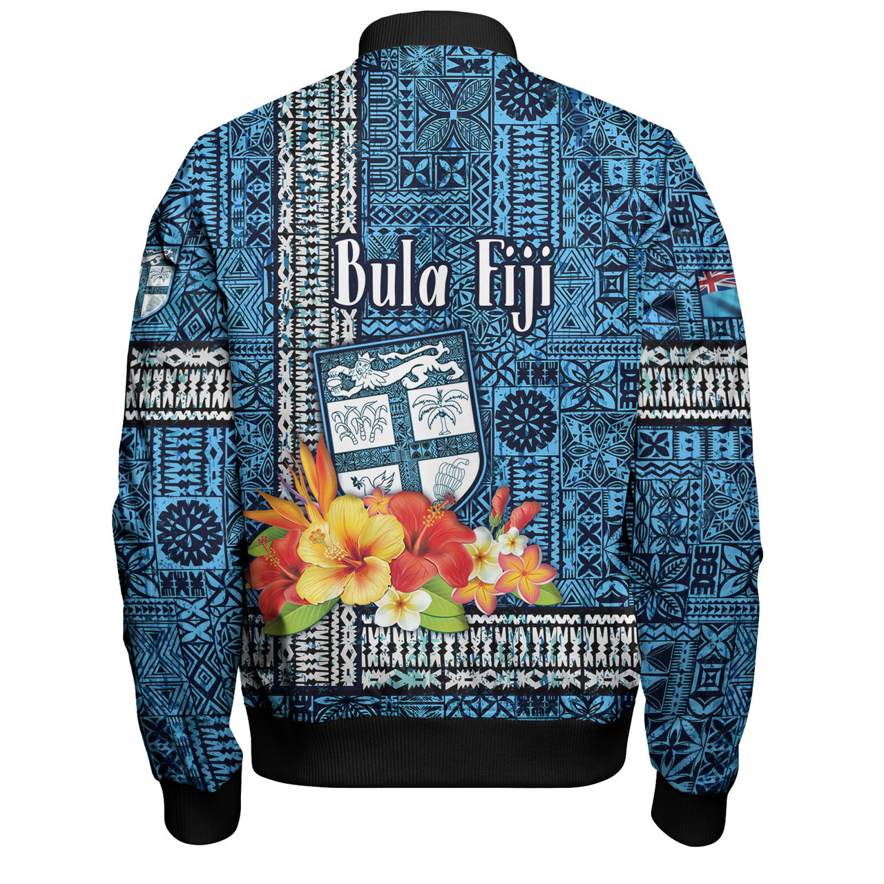 Fiji Bomber Jacket Bula Fiji Masi Tropical Flowers Special Design