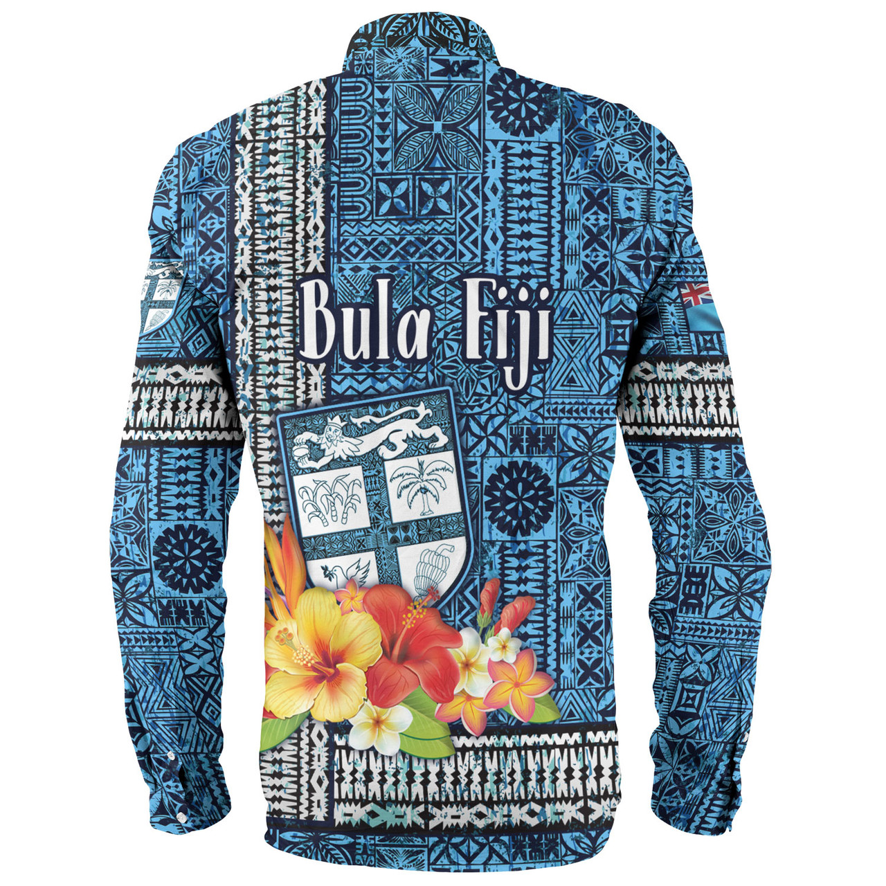 Fiji Long Sleeve Shirt Bula Fiji Masi Tropical Flowers Special Design