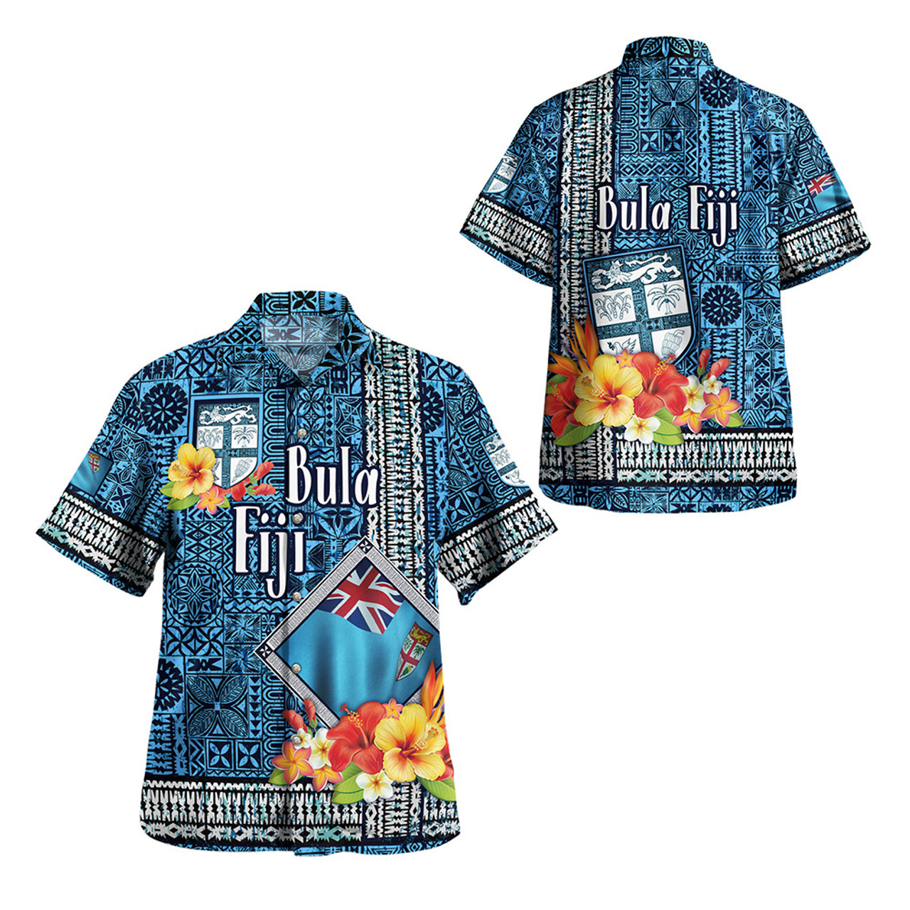 Fiji Combo Off Shoulder Long Dress And Shirt Bula Fiji Masi Tropical Flowers Special Design