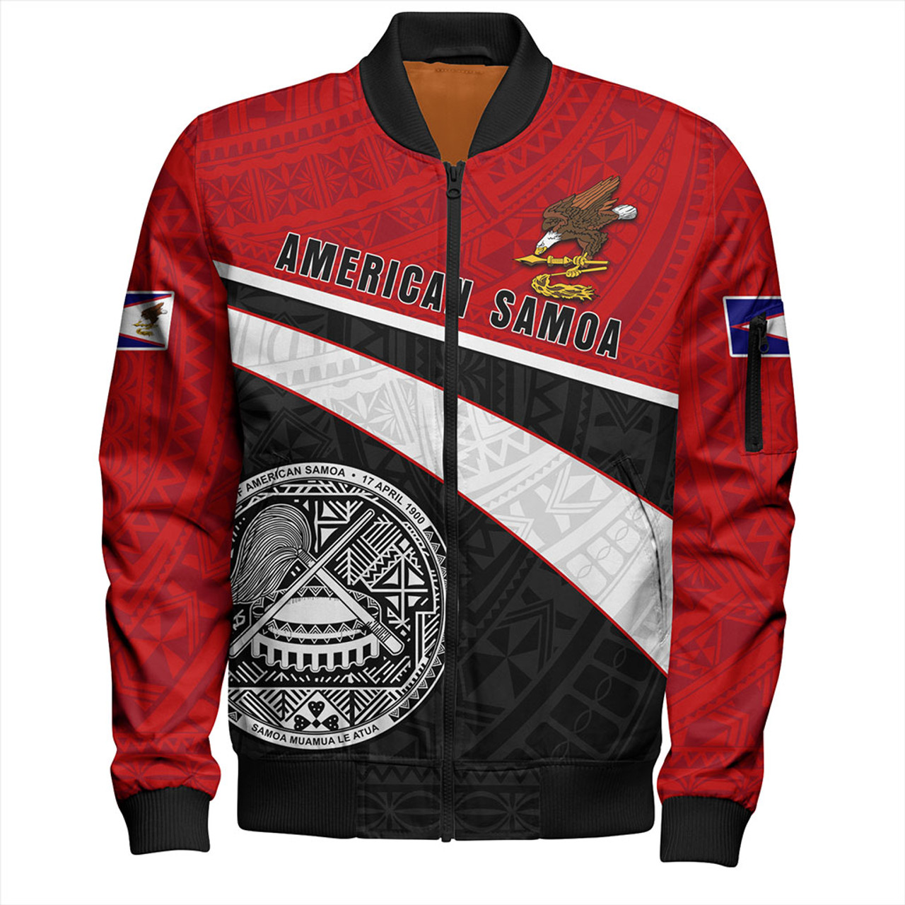 American Samoa Bomber Jacket Polynesian Curve Style