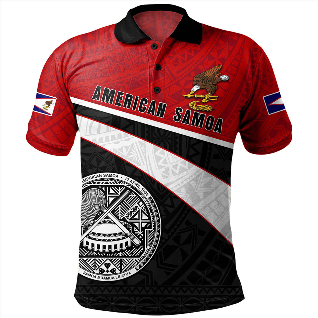 American Samoa Polo Shirt Polynesian Curve Style