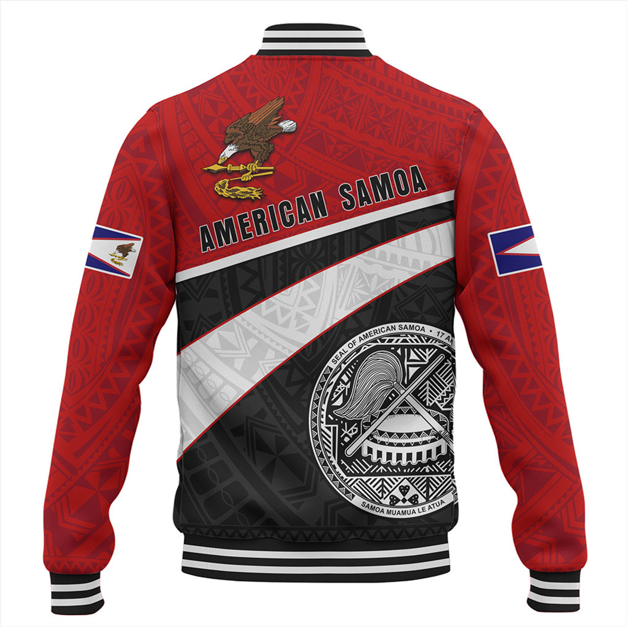 American Samoa Baseball Jacket Polynesian Curve Style