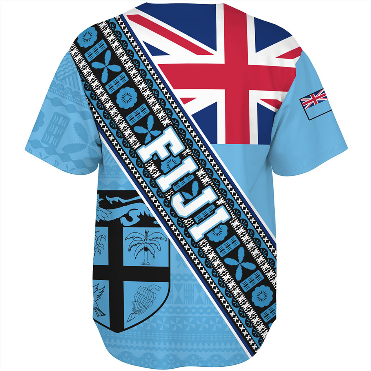 Fiji Baseball Shirt Flag And Coat Of Arms