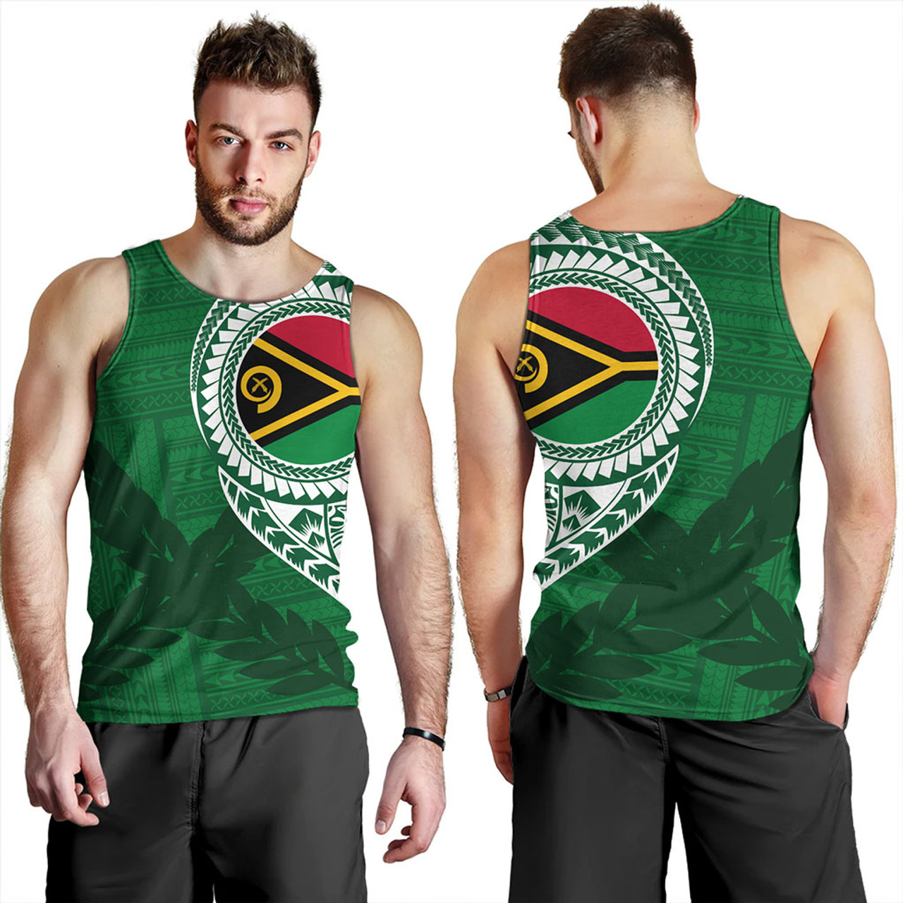 Vanuatu Tank Top Tribal Melanesia Leaf