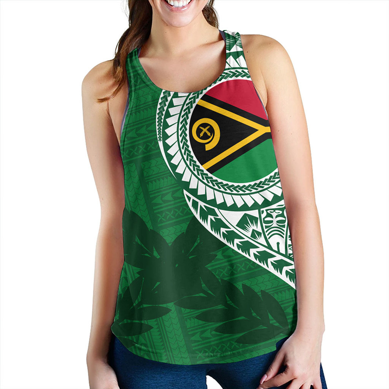 Vanuatu Women Tank Tribal Melanesia Leaf