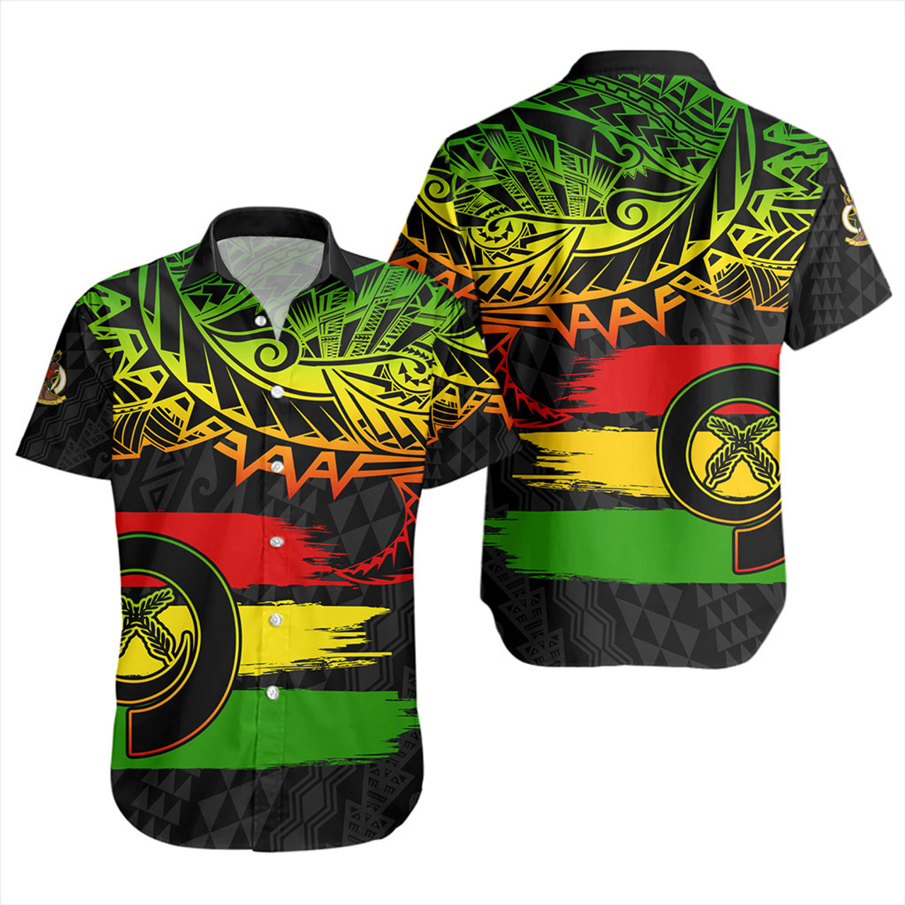 Vanuatu Short Sleeve Shirt Tribal Grunge Flag