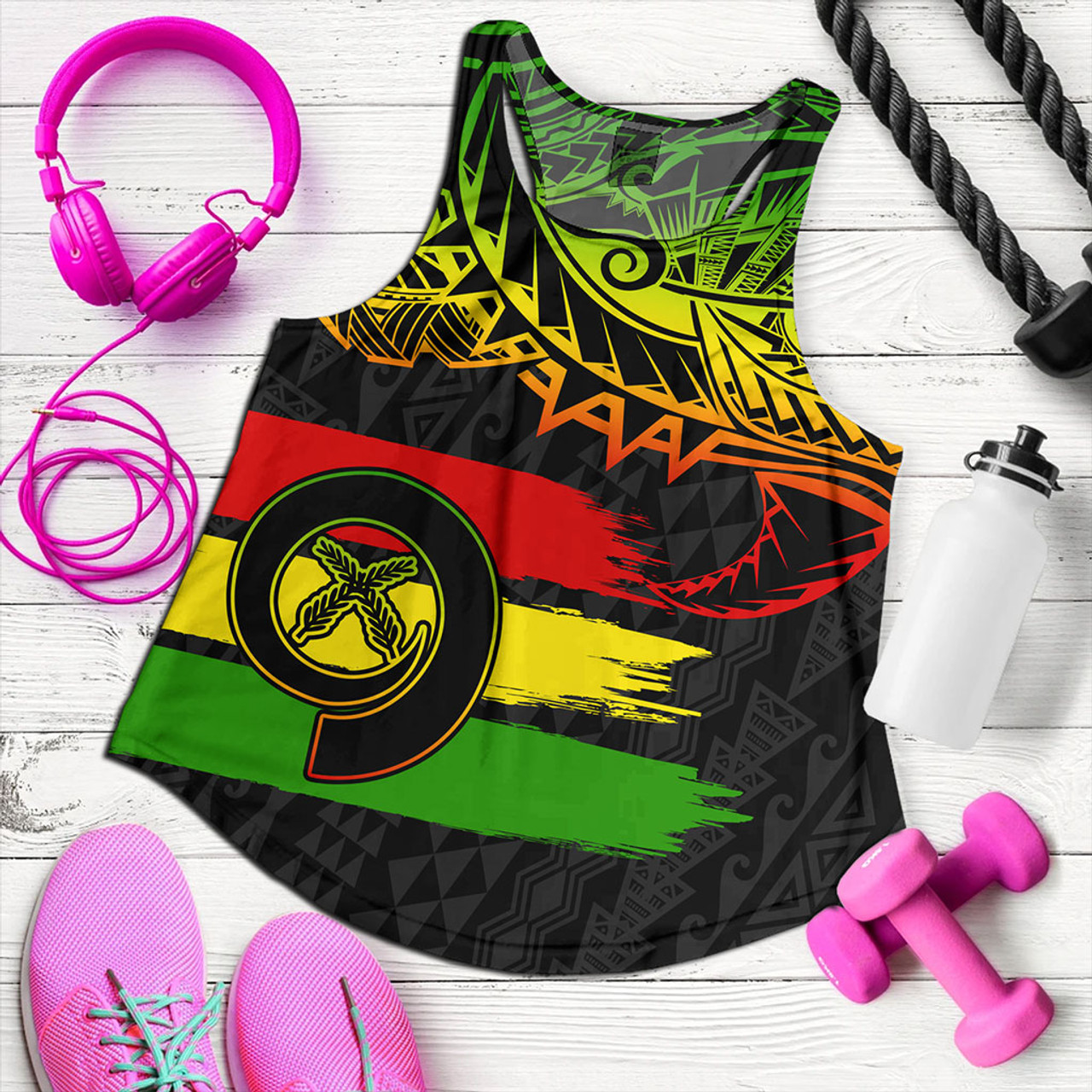 Vanuatu Women Tank Tribal Grunge Flag