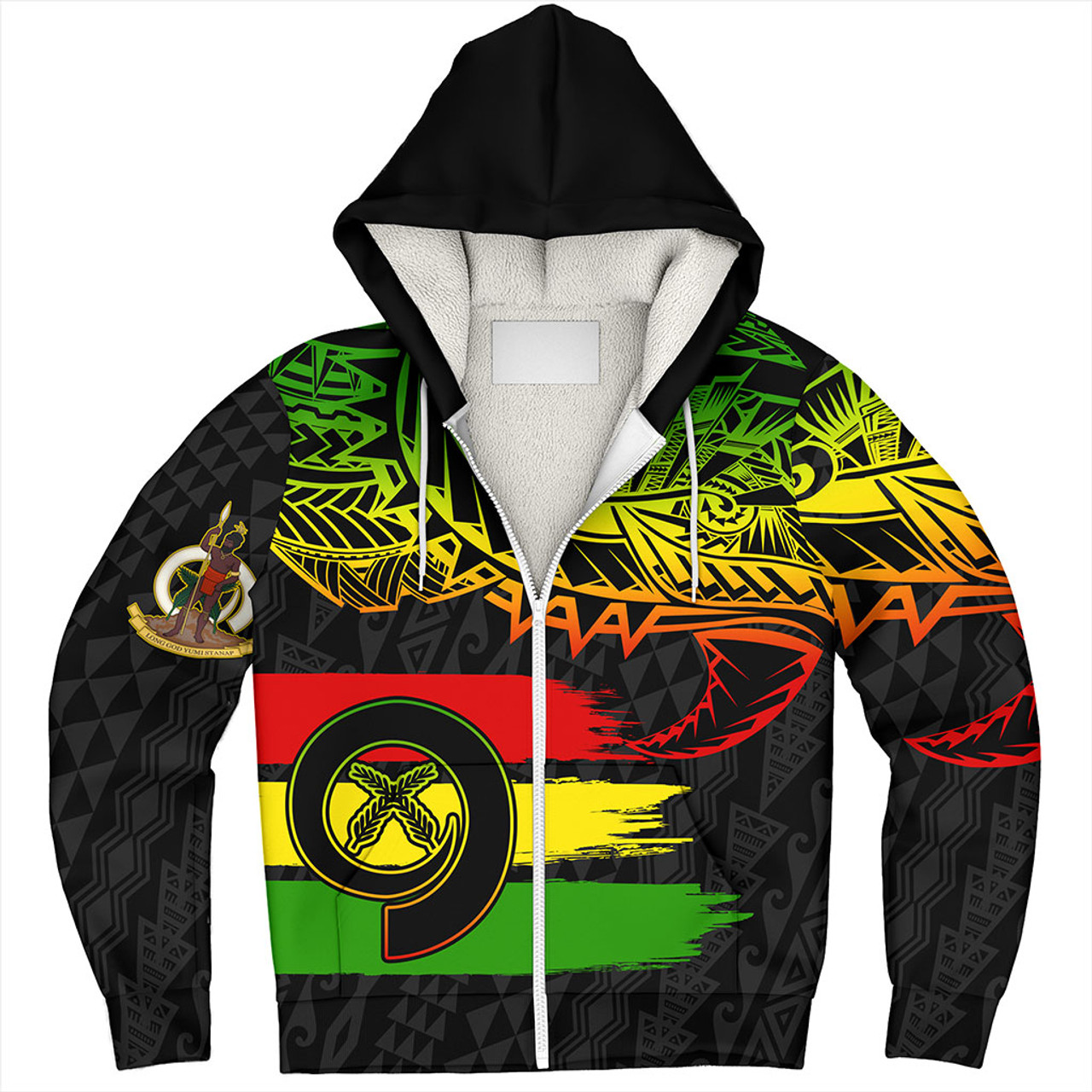 Vanuatu Sherpa Hoodie Tribal Grunge Flag