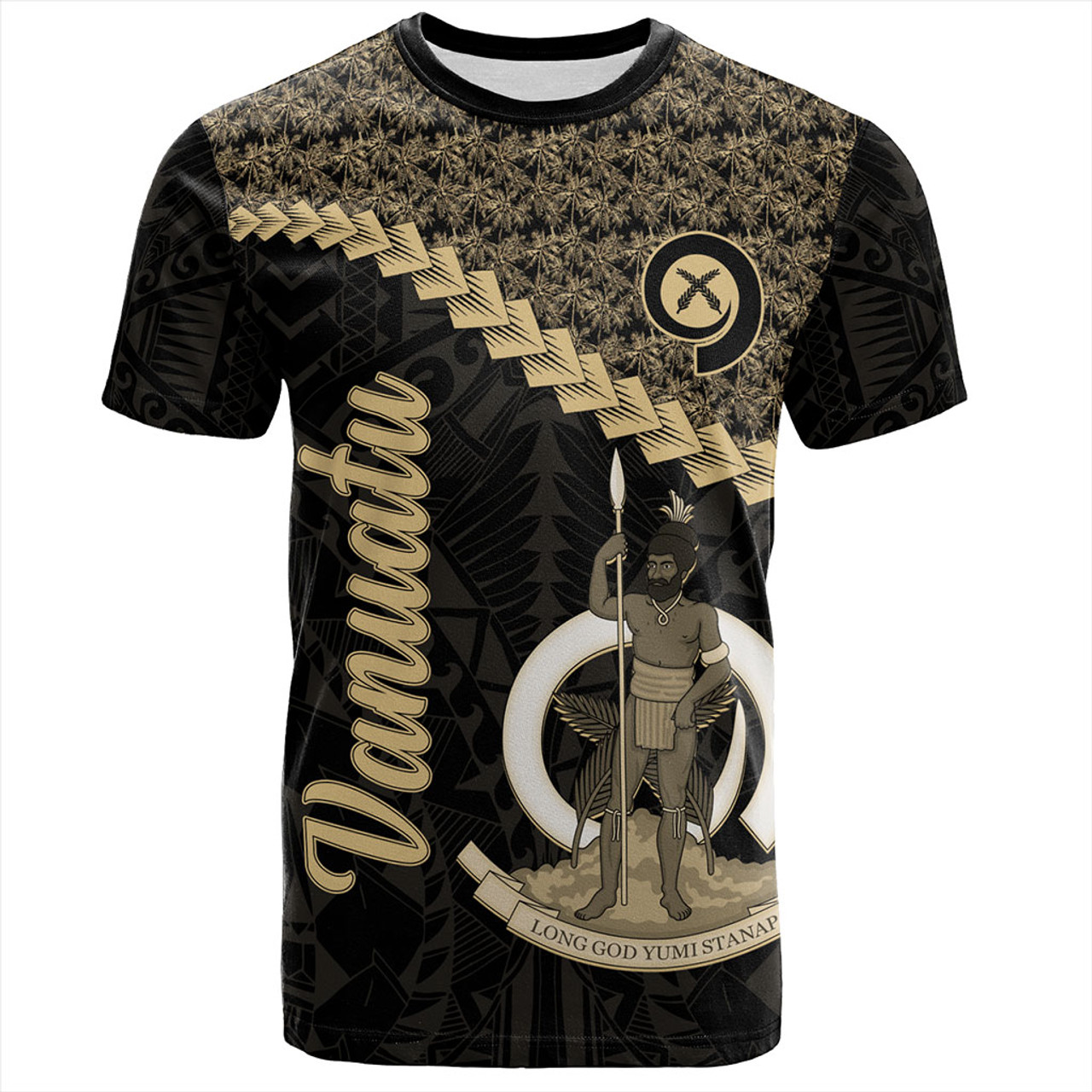 Vanuatu T-Shirt Custom Melanesia Tribal Golden Coconut