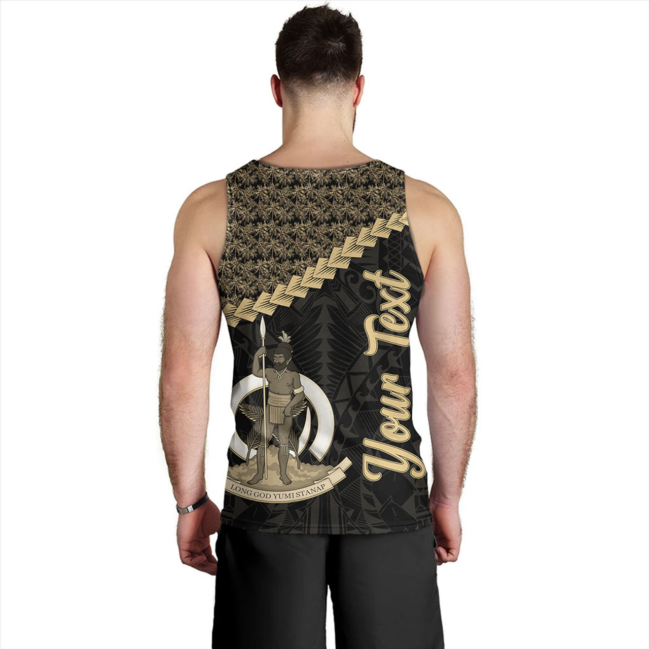 Vanuatu Tank Top Custom Melanesia Tribal Golden Coconut