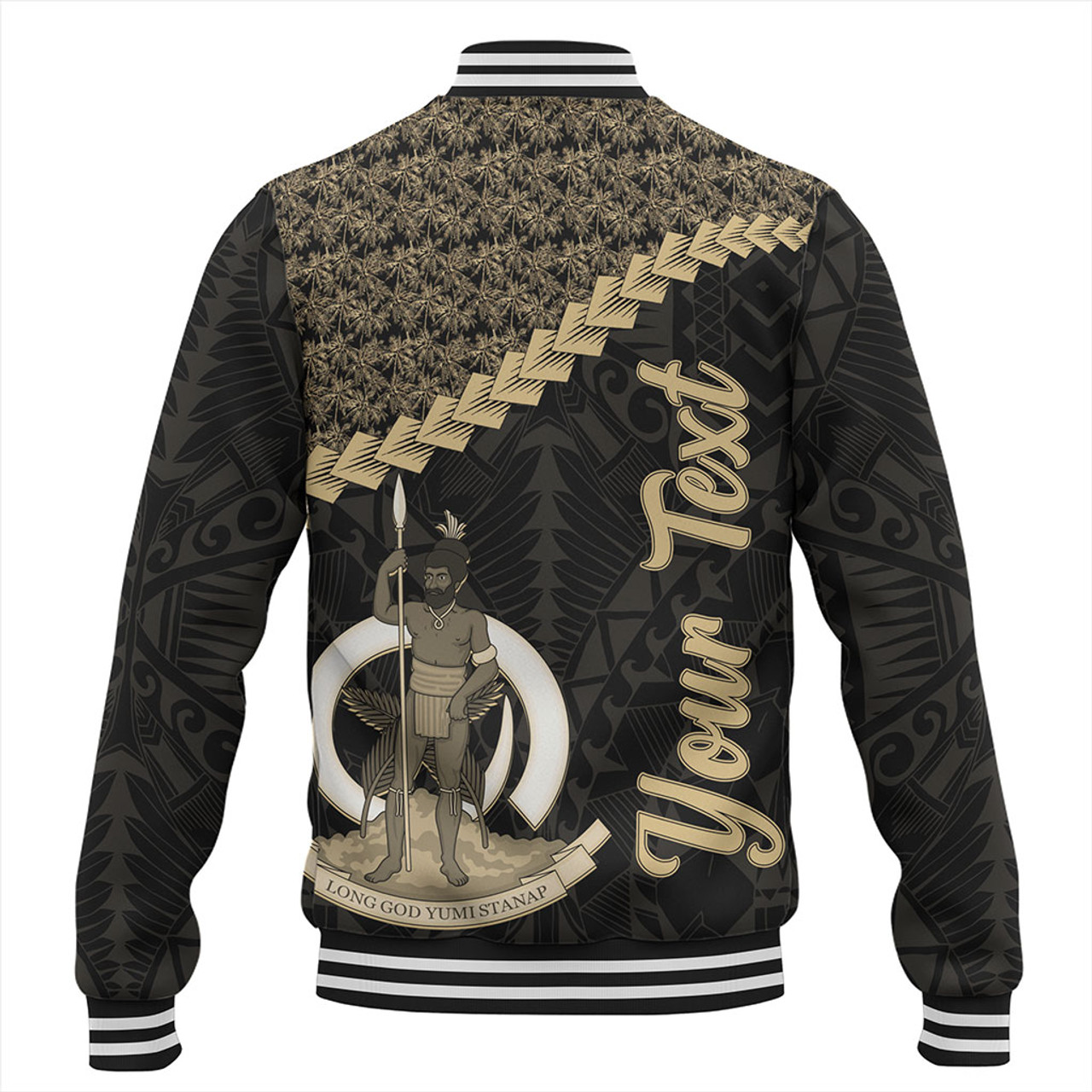 Vanuatu Baseball Jacket Custom Melanesia Tribal Golden Coconut