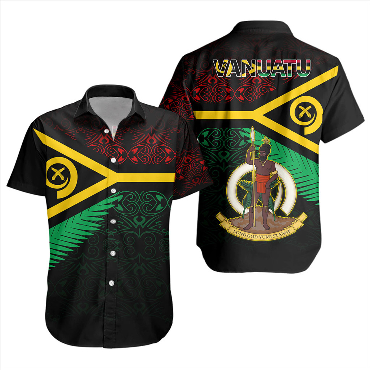 Vanuatu Short Sleeve Shirt Melanesia Tribal Pattern