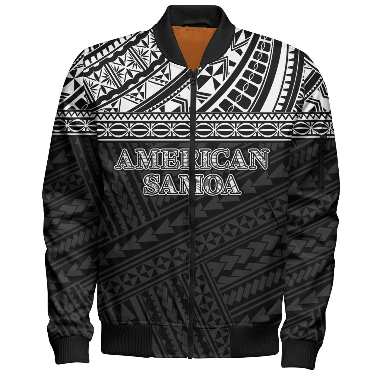 American Samoa Bomber Jacket Custom Polynesian Black Version