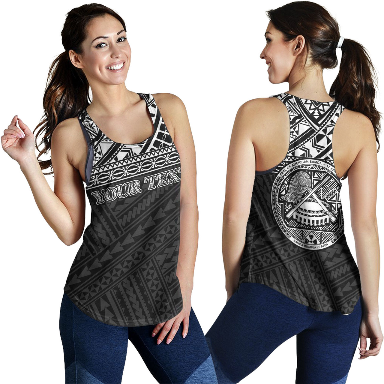 American Samoa Women Tank Custom Polynesian Black Version