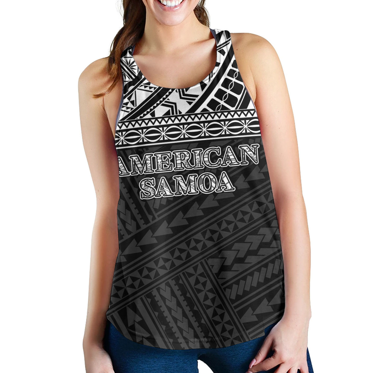 American Samoa Women Tank Custom Polynesian Black Version