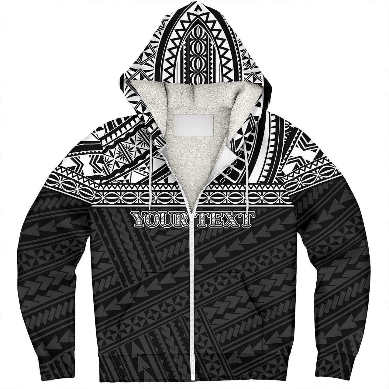 American Samoa Sherpa Hoodie Custom Polynesian Black Version