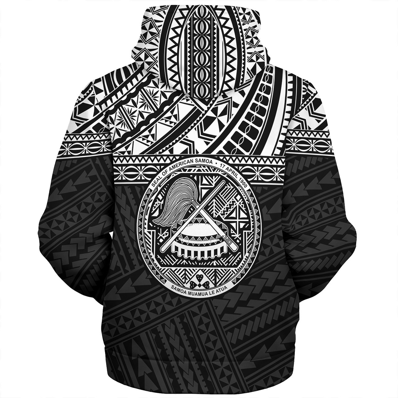 American Samoa Sherpa Hoodie Custom Polynesian Black Version